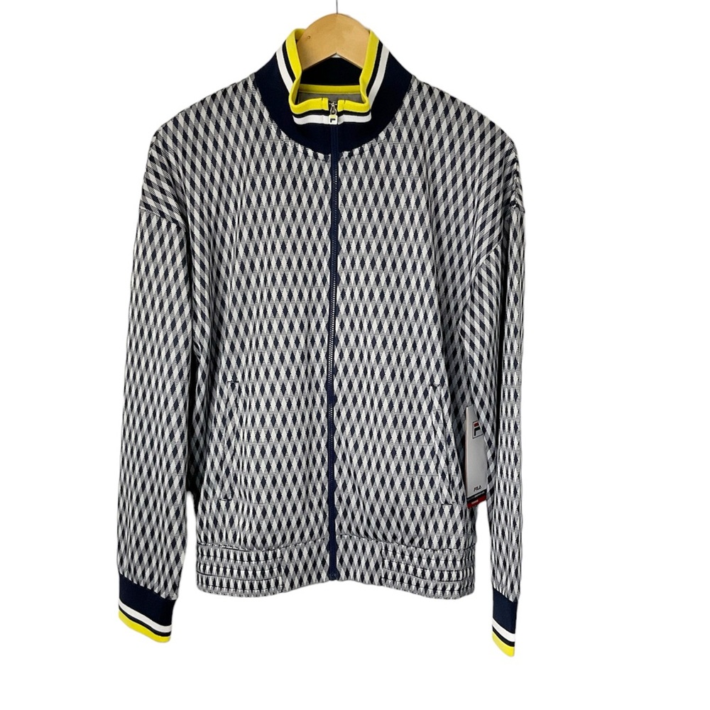 Fila Zip Front Diamond Print Jersey Jacket Size‎ Medium New